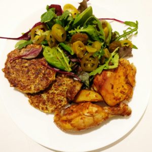 Cauliflower Patties with Piri Piri Chicken & Salad